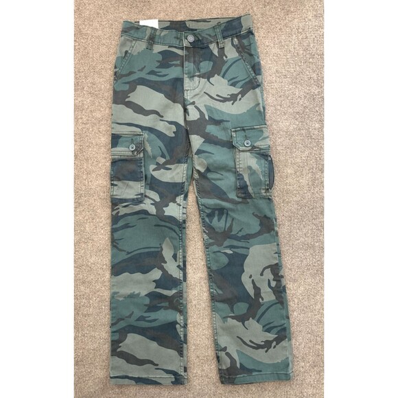 Wrangler Pants Boys 10 Cargo Camo Slim Straight Stretch Relaxed Adjustable Waist - Picture 1 of 8